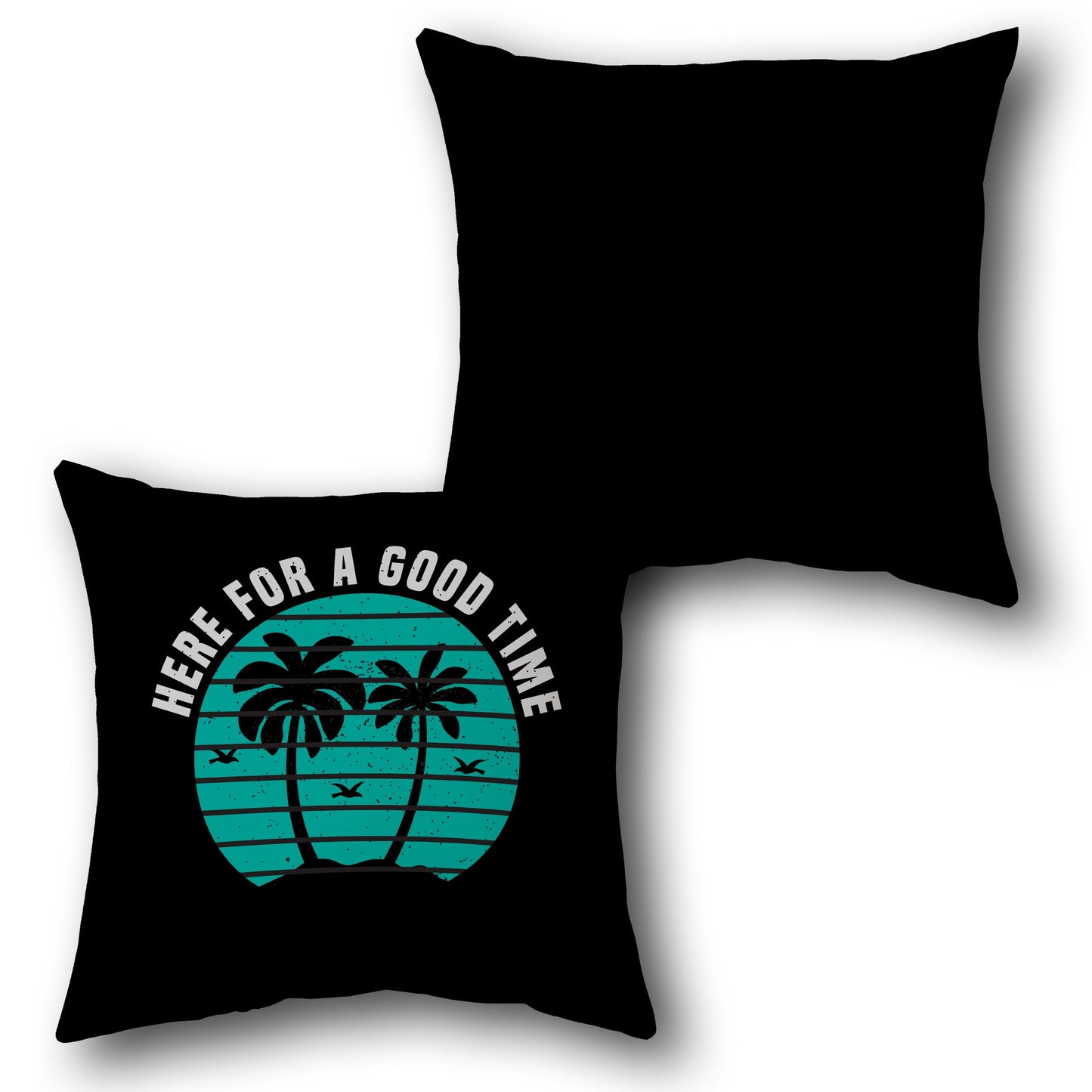 Tropical Sun Teal and Black Throw  Design Cushion Single (Front & Back)