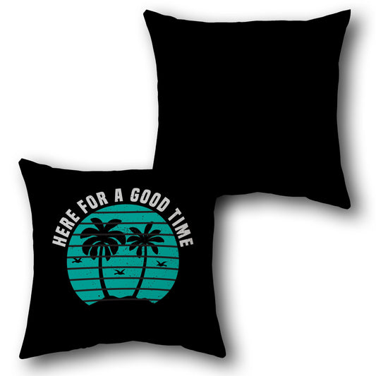 Tropical Sun Teal and Black Throw  Design Cushion Single (Front & Back)