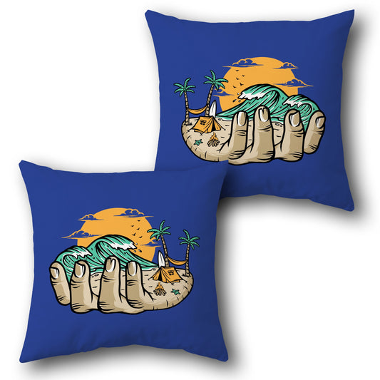 Beach Escape Blue Throw  Design Cushion Single (Front & Back)