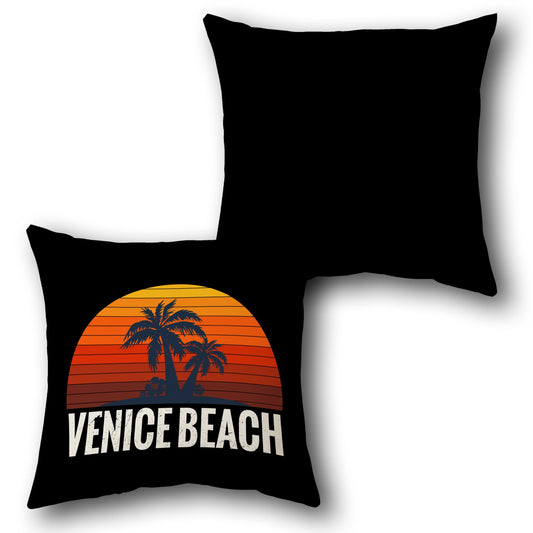 Venice Beach Sun Black Throw  Design Cushion Single (Front & Back)