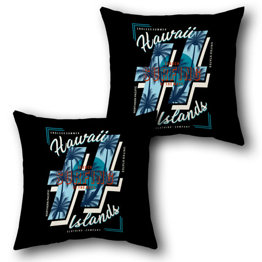 Hawaii Surfing Black Throw  Design Cushion Single (Front & Back)