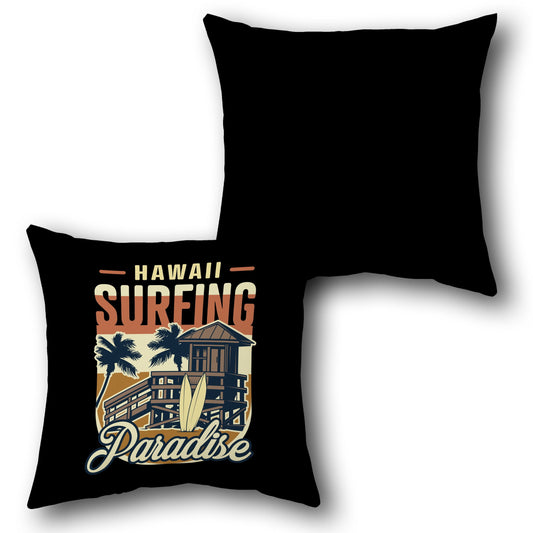 Hawaii Surf Paradise Black Throw  Design Cushion Single (Front & Back)