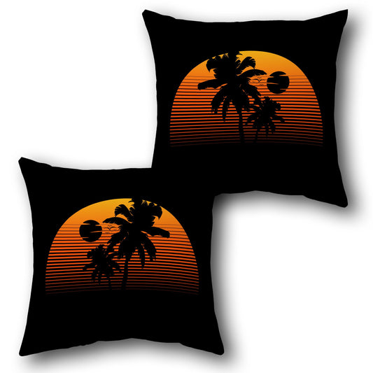 Retro Sun Black Throw  Design Cushion Single (Front & Back)