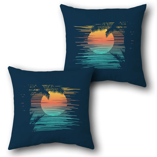 Coastal Sun Navy Blue Throw  Design Cushion Single (Front & Back)
