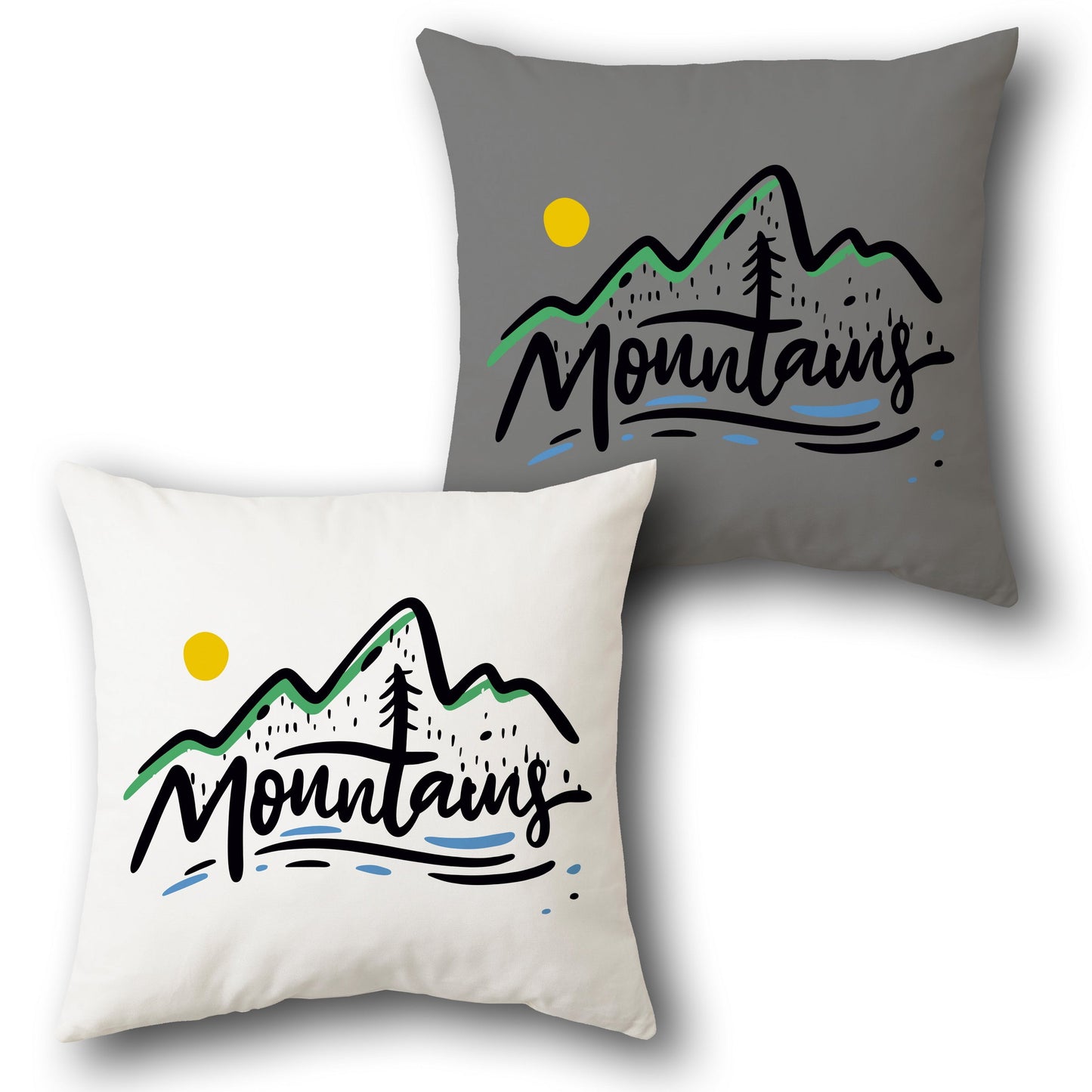 Mountains Scenic  Design Cushion Single (Front & Back)