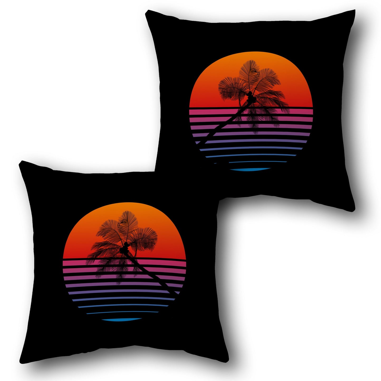 Retro Palm Sun    Design Cushion Single (Front & Back)