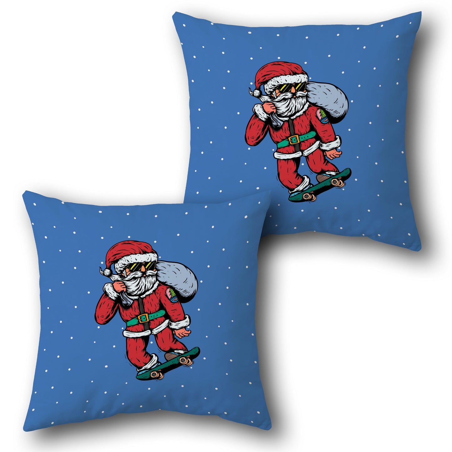 Tropical Santa Throw  - Cyan Design Cushion Single (Front & Back)