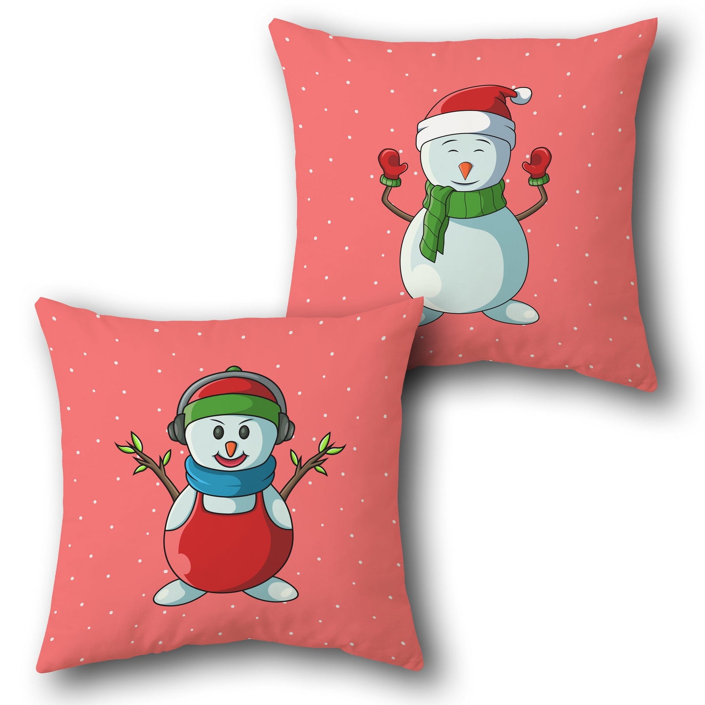 Santa with Snowman Throw   Design Cushion Single (Front & Back)