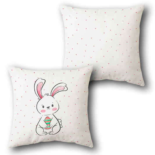 Polka Dot Easter Bunny  Design Cushion Single (Front & Back)