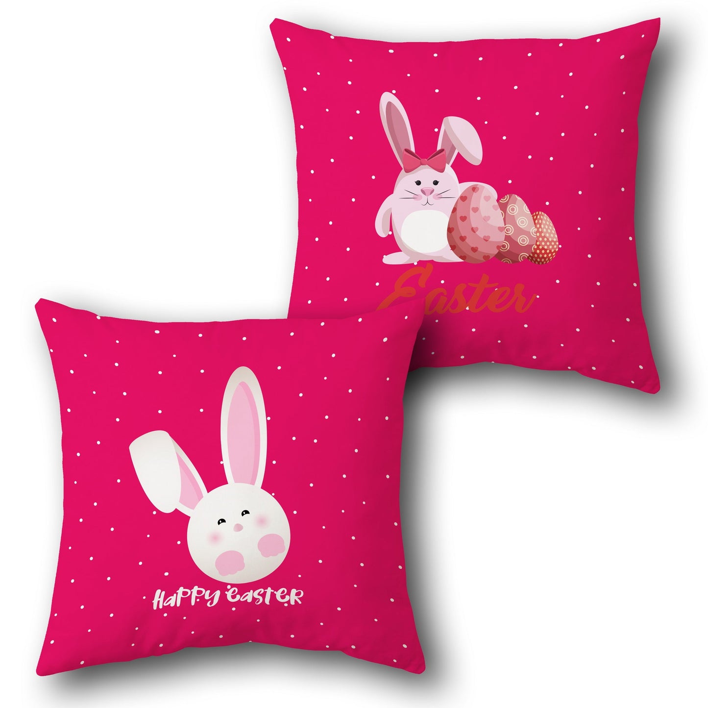 Bright Pink Easter Bunny  Design Cushion Single (Front & Back)