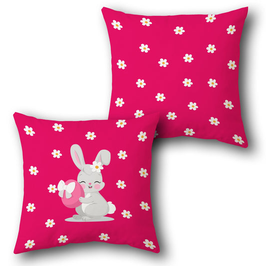 Floral Bunny Easter  Design Cushion Single (Front & Back)