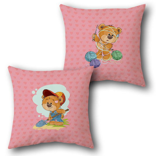 Teddy's Hobbies  Design Cushion Single (Front & Back)