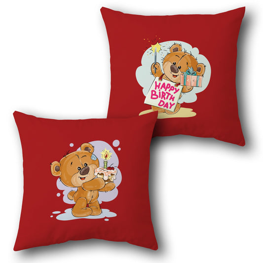 Birthday Teddy Bear    Design Cushion Single (Front & Back)