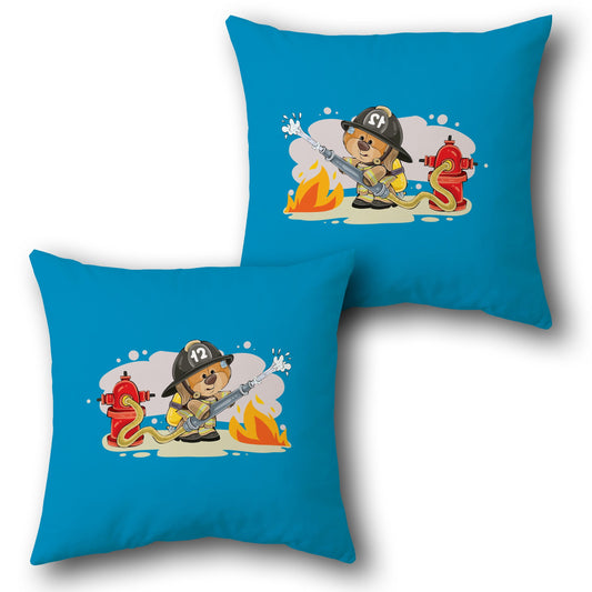 Firefighter Teddy    Design Cushion Single (Front & Back)