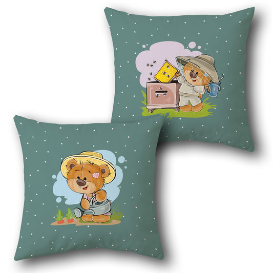 Buzz & Bloom Teddy    – Garden & Beekeeper Editio Design Cushion Single (Front & Back)