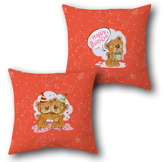Birthday Buddies Teddy  – Party Time Edition Design Cushion Single (Front & Back)