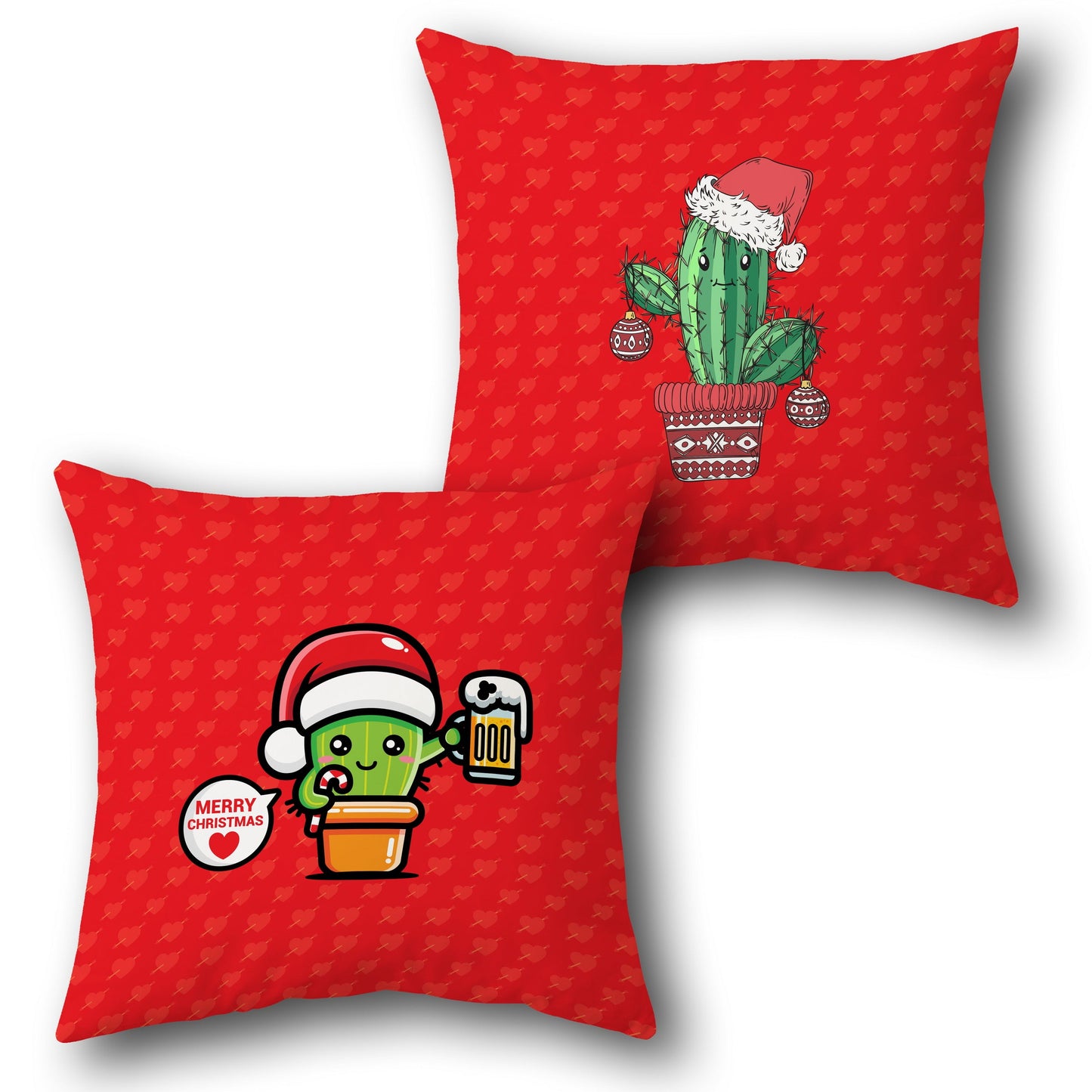 Festive Cactus Christmas  Design Cushion Single (Front & Back)