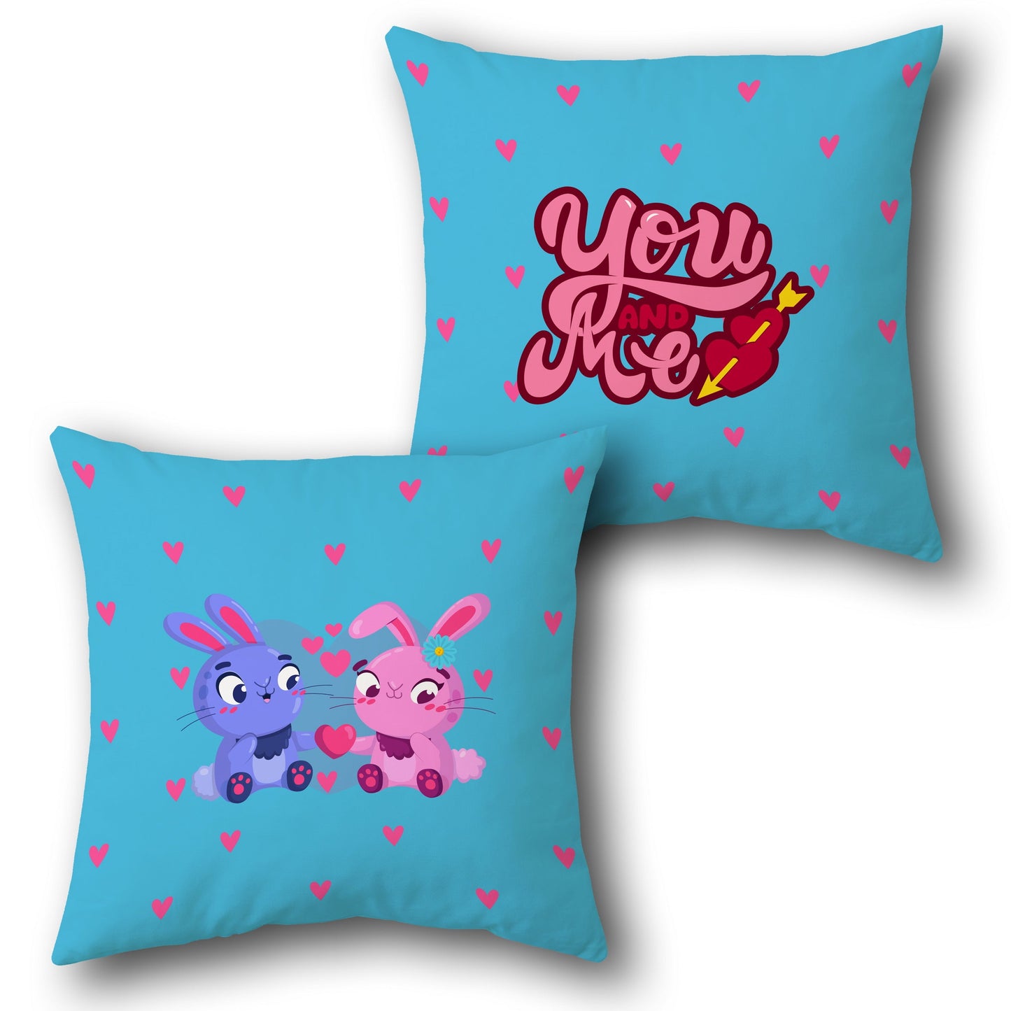 You and Me Bunny Love  Design Cushion Single (Front & Back)