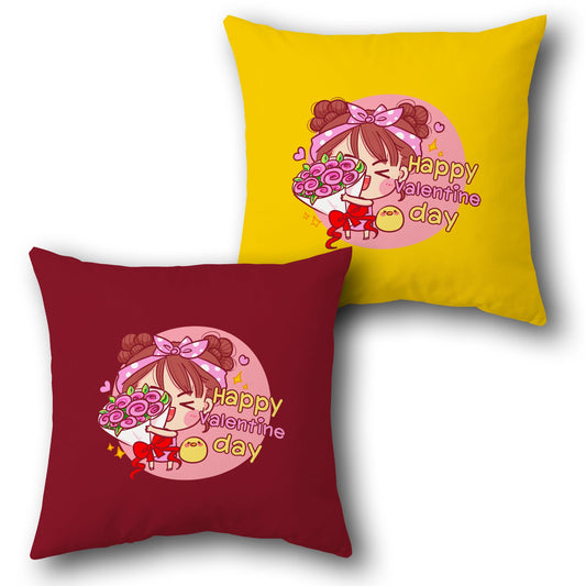 Happy Valentine Girl    Design Cushion Single (Front & Back)