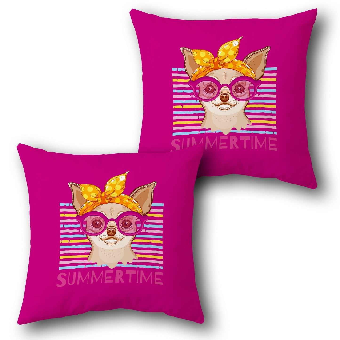 Summertime Chic Chihuahua  Design Cushion Single (Front & Back)