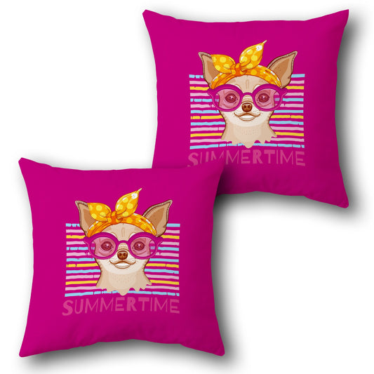 Summertime Chic Chihuahua  Design Cushion Single (Front & Back)