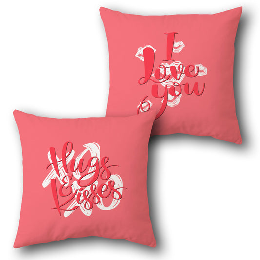 Hugs & Kisses Valentine  Design Cushion Single (Front & Back)