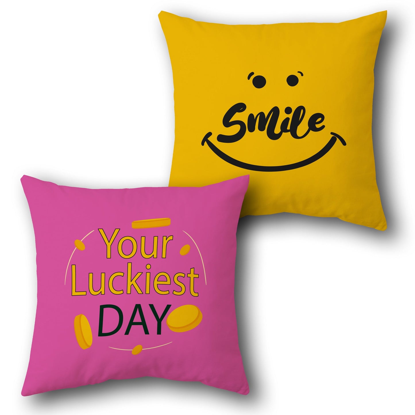 Positive Vibes    – "Smile" & "Your Luckiest Day" Design Cushion Single (Front & Back)