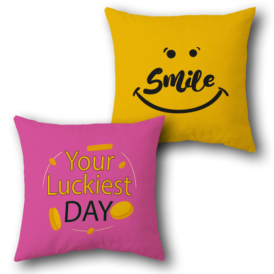 Positive Vibes    – "Smile" & "Your Luckiest Day" Design Cushion Single (Front & Back)