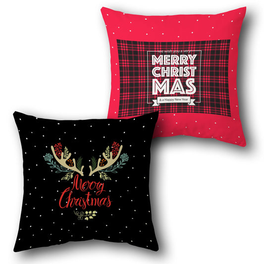 Santa on Skateboard "I Love Christmas"  in Red Design Cushion Single (Front & Back)