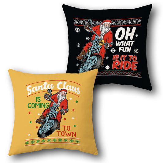 Santa Rides Again Christmas  Design Cushion Single (Front & Back)