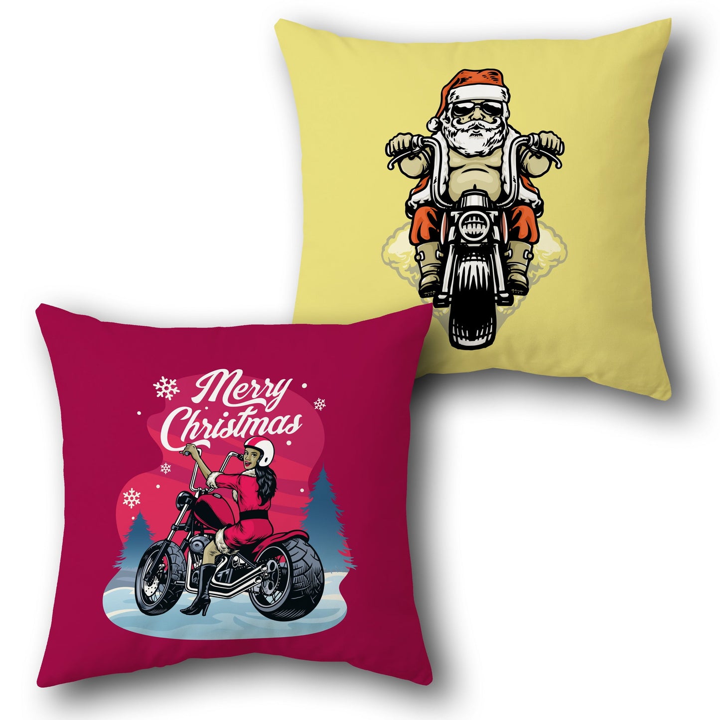 Santa Biker Christmas  Design Cushion Single (Front & Back)