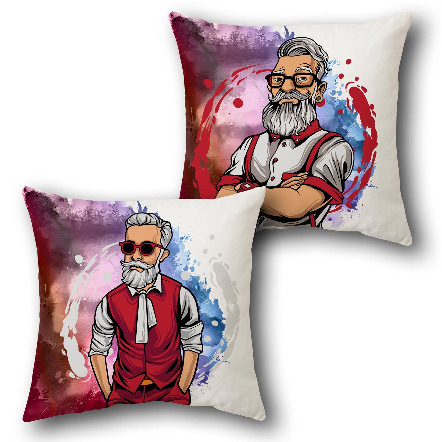 Modern Santa Hipster    Design Cushion Single (Front & Back)