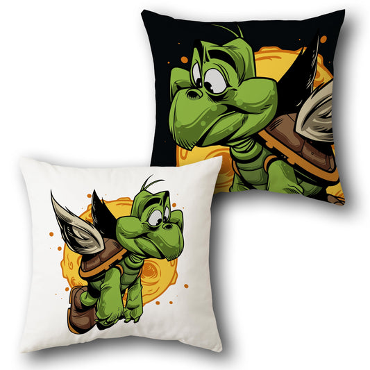 Rocket Turtle Cartoon  Design Cushion Single (Front & Back)