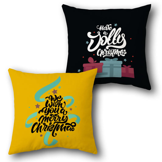 Jolly Christmas Wishes  Design Cushion Single (Front & Back)