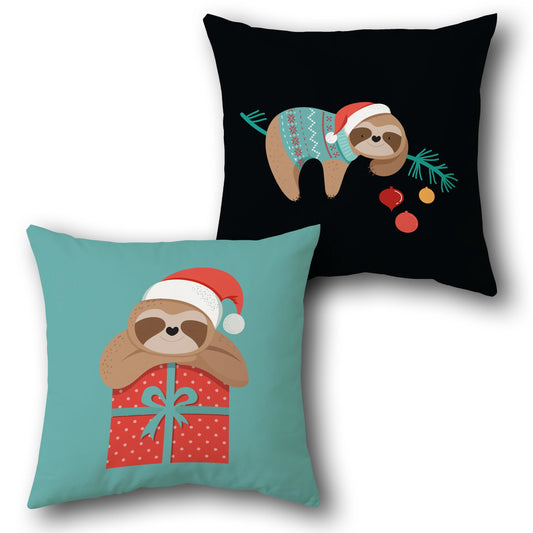 Festive Sloth Christmas  Design Cushion Single (Front & Back)