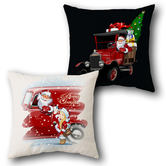 Santa's Red Truck  Design Cushion Single (Front & Back)