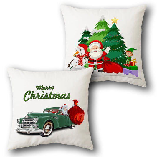 Santa's Vintage Ride  Design Cushion Single (Front & Back)