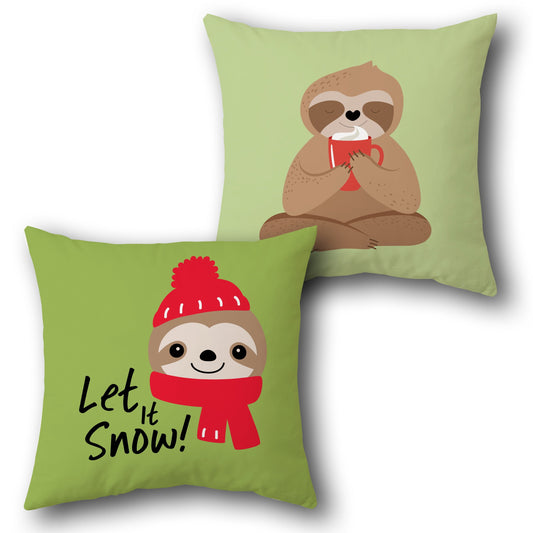 Cozy Sloth Winter  Design Cushion Single (Front & Back)