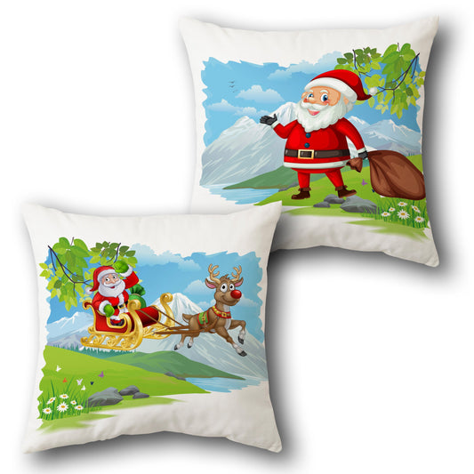 Santa's Scenic Sleigh  Design Cushion Single (Front & Back)