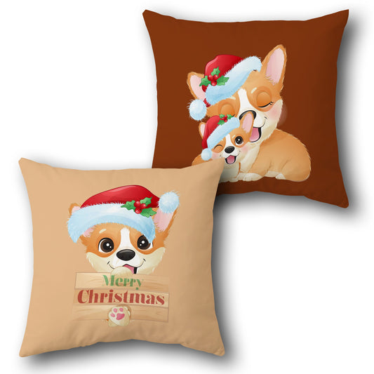 Corgi Christmas Cheer  Design Cushion Single (Front & Back)