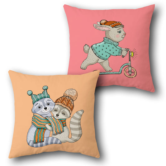 Cozy Winter Animals    Design Cushion Single (Front & Back)