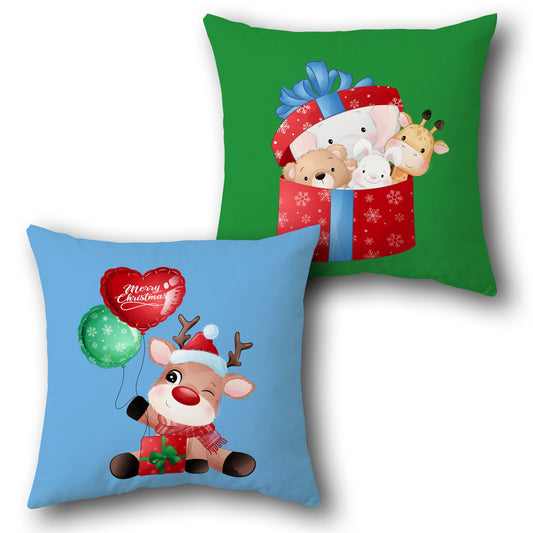 Festive Reindeer and Friends    Design Cushion Single (Front & Back)