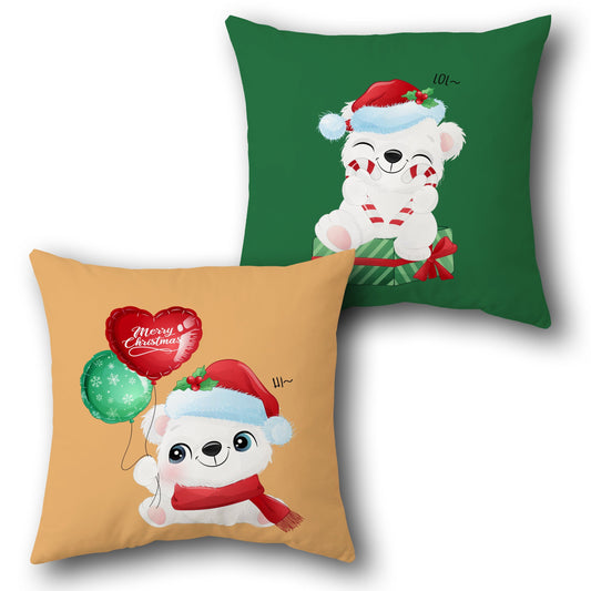 Festive Polar Bear    Design Cushion Single (Front & Back)