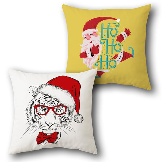 Festive Tiger and Santa    Design Cushion Single (Front & Back)