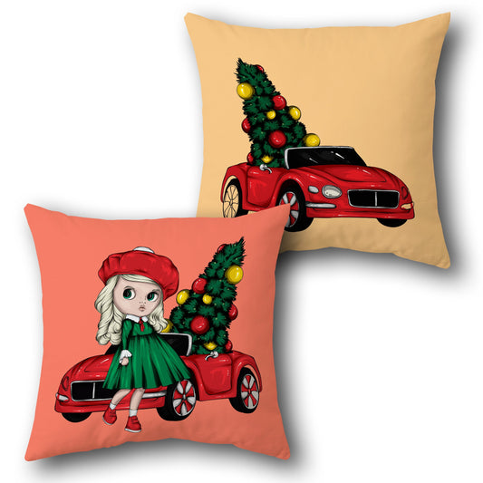 Christmas Car Ride    Design Cushion Single (Front & Back)