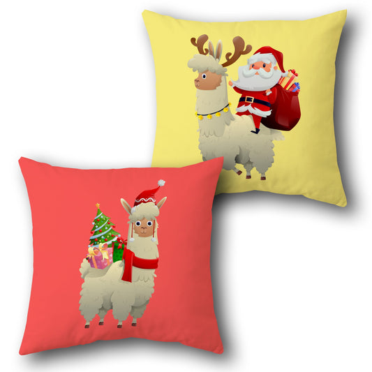 Santa Llama    Design Cushion Single (Front & Back)
