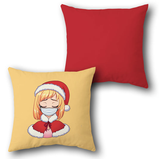 Santa Anime Girl - 2 Design Cushion Single (Front & Back)