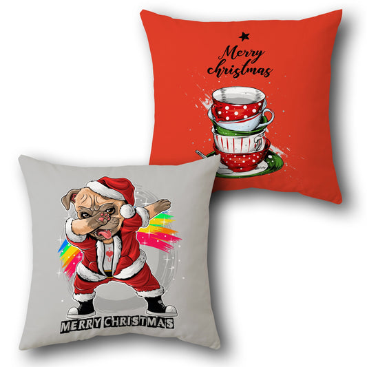 Dabbing Santa Pug  Design Cushion Single (Front & Back)