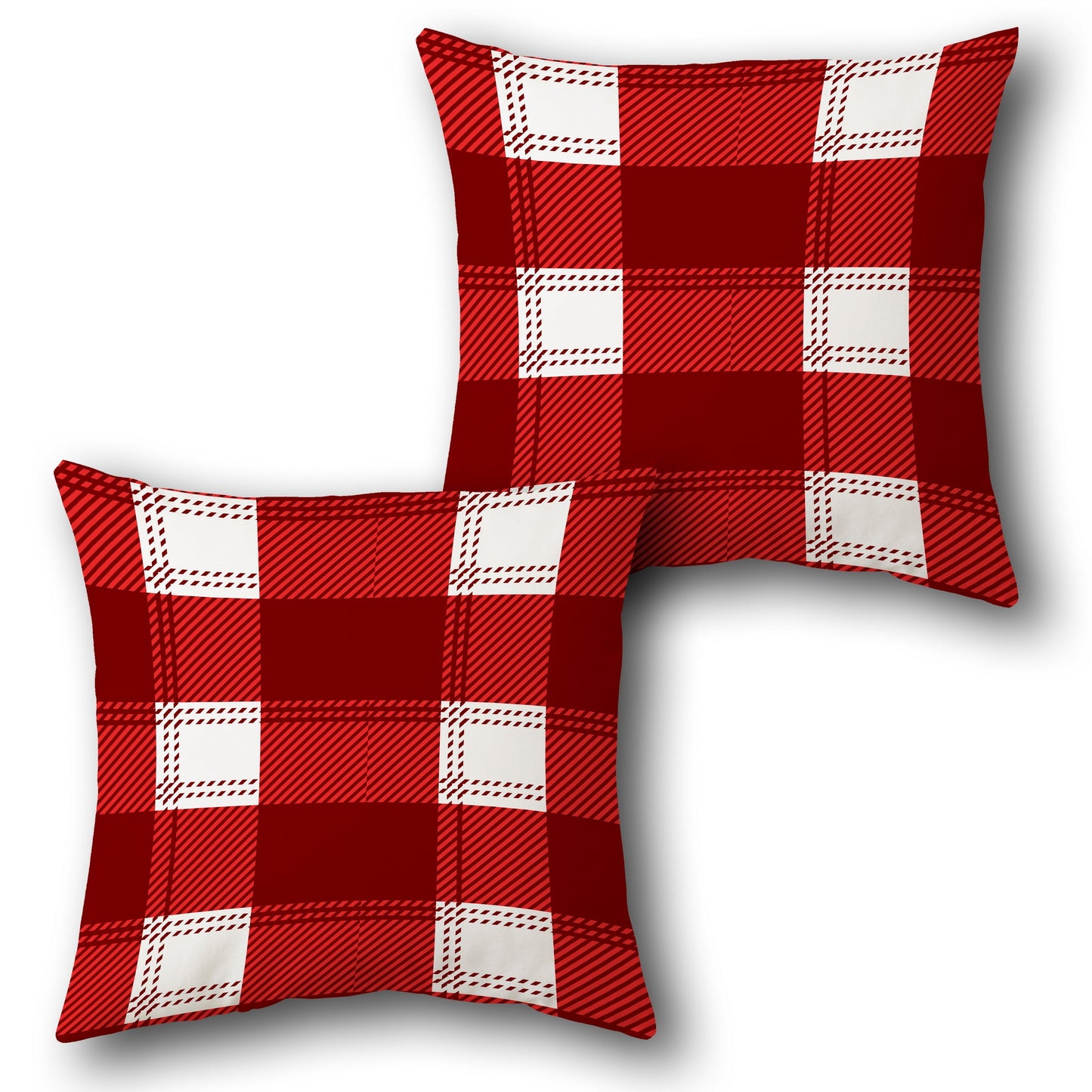 Red and White Plaid Throw  Design Cushion Single (Front & Back)