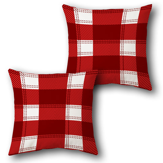 Red and White Plaid Throw  Design Cushion Single (Front & Back)